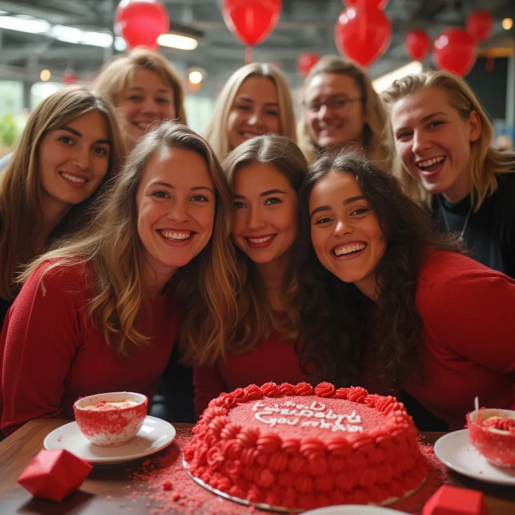 Celebración de un hito del equipo con acentos rojos
